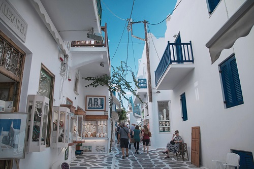 Greek Island Travel - Street in Mikonos