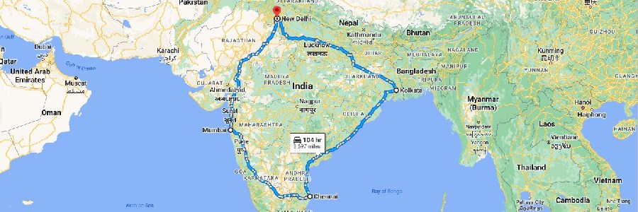 longest road trip from india